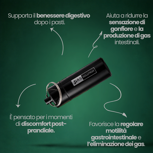 Gas Solution – Digestione e gas intestinali · Portapillole con 10 compresse