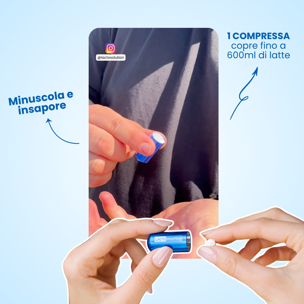 Lactosolution 15000 – Lattasi per intolleranti al lattosio · Portapillole con 15 compresse